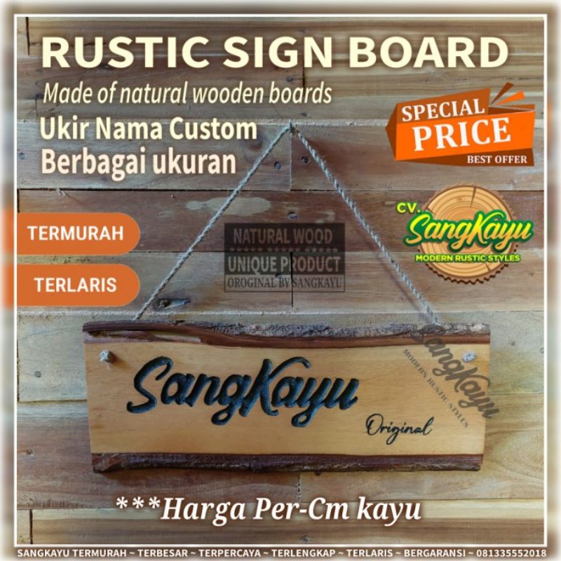 Papan nama kayu custom signage sign ukir nama kayu custom sign board 2