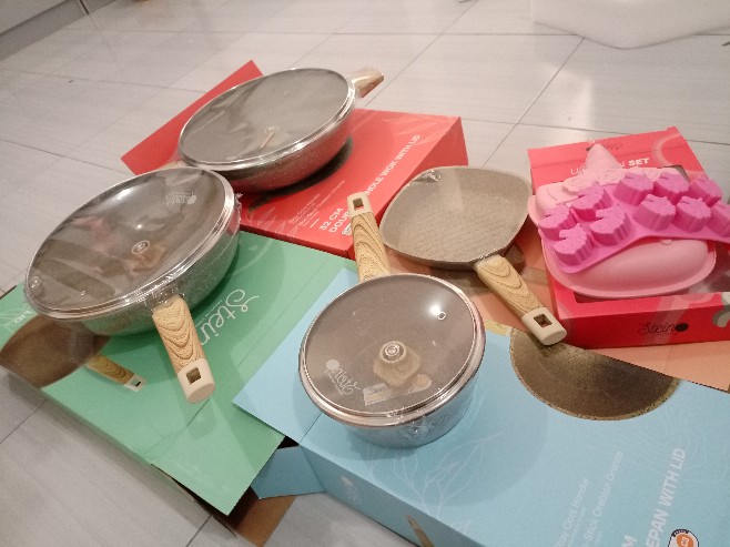 Stein Panci Masak Wok Set Anti Lengket Paket Onyx Steincookware (bonus Baking Set Unicorn)