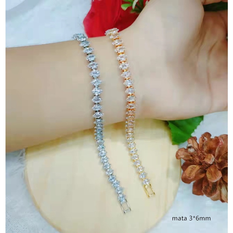 Gelang Rantai Permata Lapis Emas Perhiasan Xuping(mata3mm.4mm.2.5*5mm)