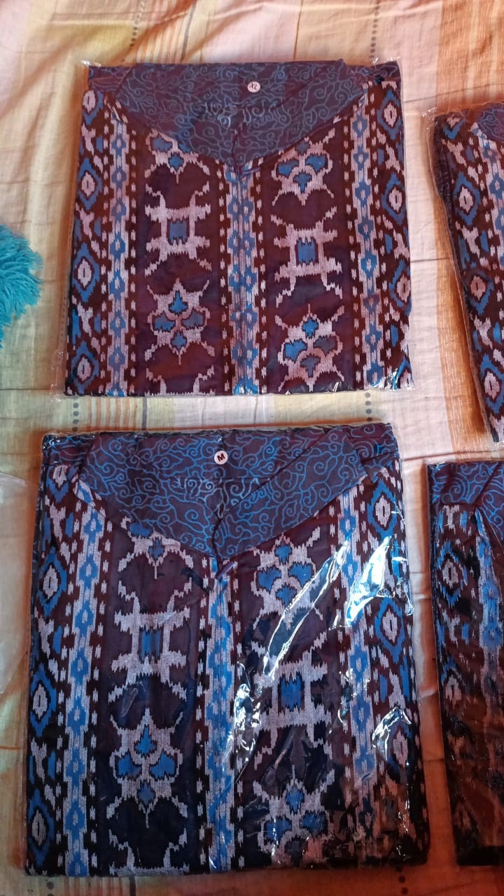 Couple Gamis Keluarga Batik Famili Sarimbit Ibu Ayah Dan Anak Couple Batik Seragam Mega Biru Ori Bcp