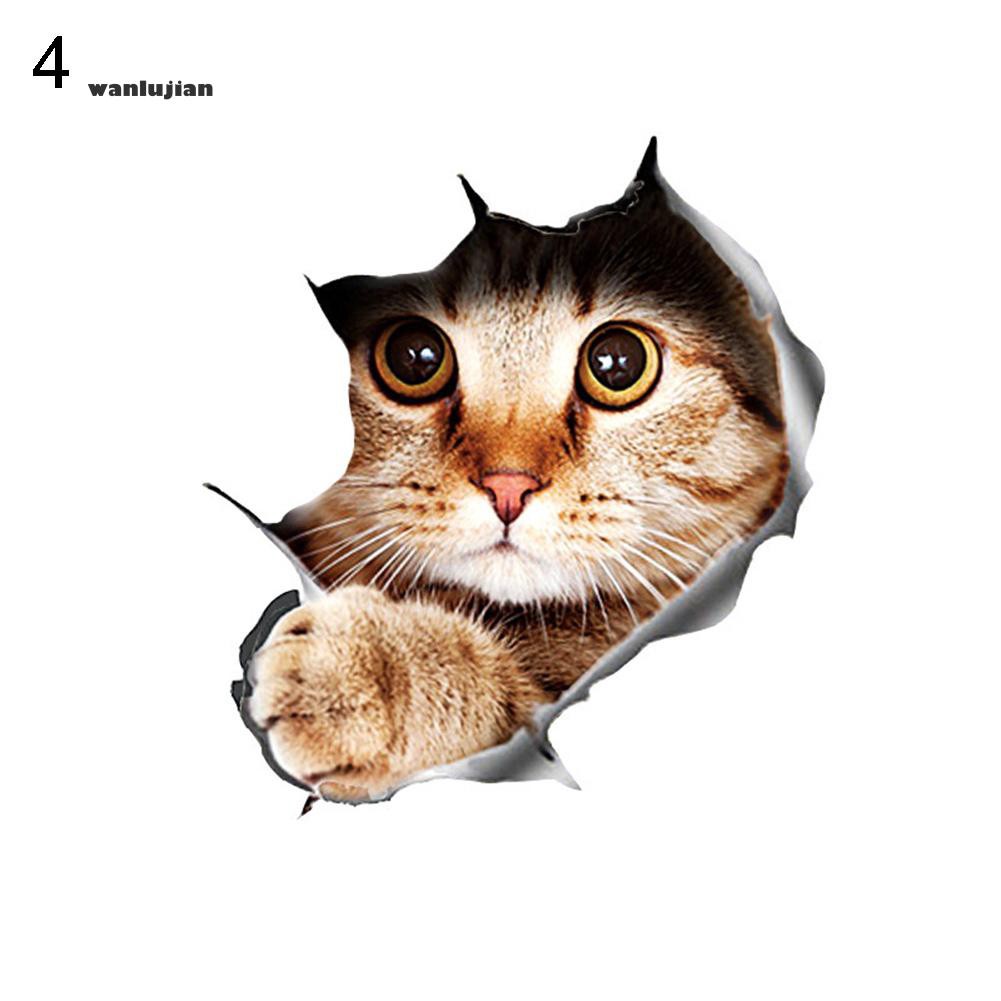 Wa Stiker Decal 3d Motif Kucing Mengintip Untuk Dekorasi Body