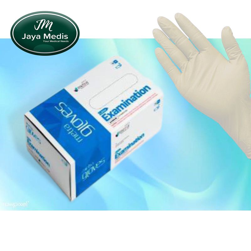 Sarung Tangan Latex Examination Powder Free - Metra Gloves 100 Pcs