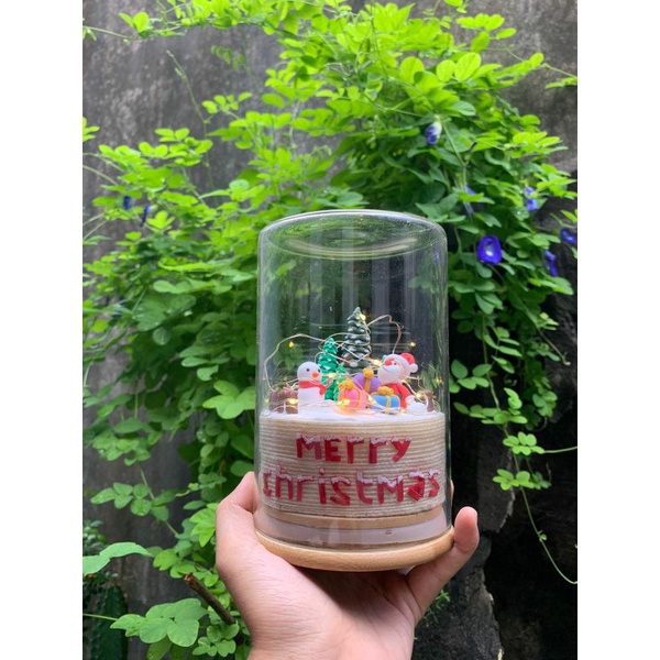 dome glass souvenir natal Merry Christmas tabung kaca