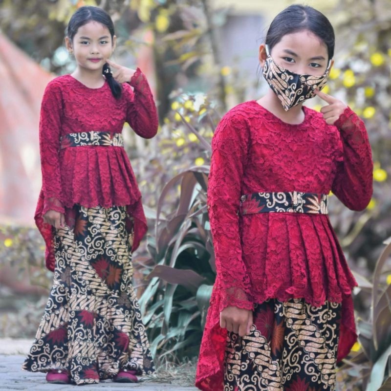 ￼Kebaya Anak Perempuan - Set kebaya Anak Perempuan - kebaya anak umur 12 tahun - kebaya brukat moder
