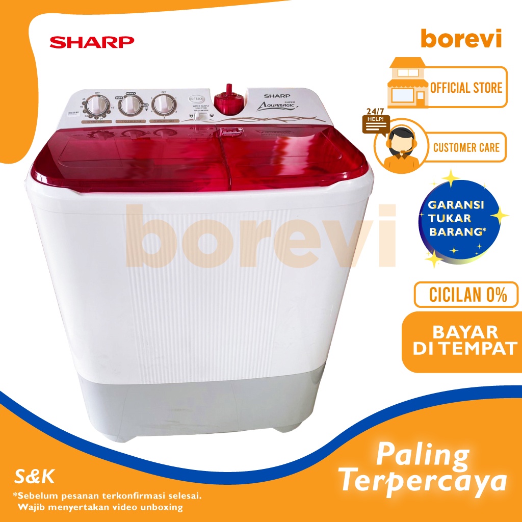 MESIN CUCI SHARP EST85CR PK / MESIN CUCI 2 TABUNG ES-T85CR-PK