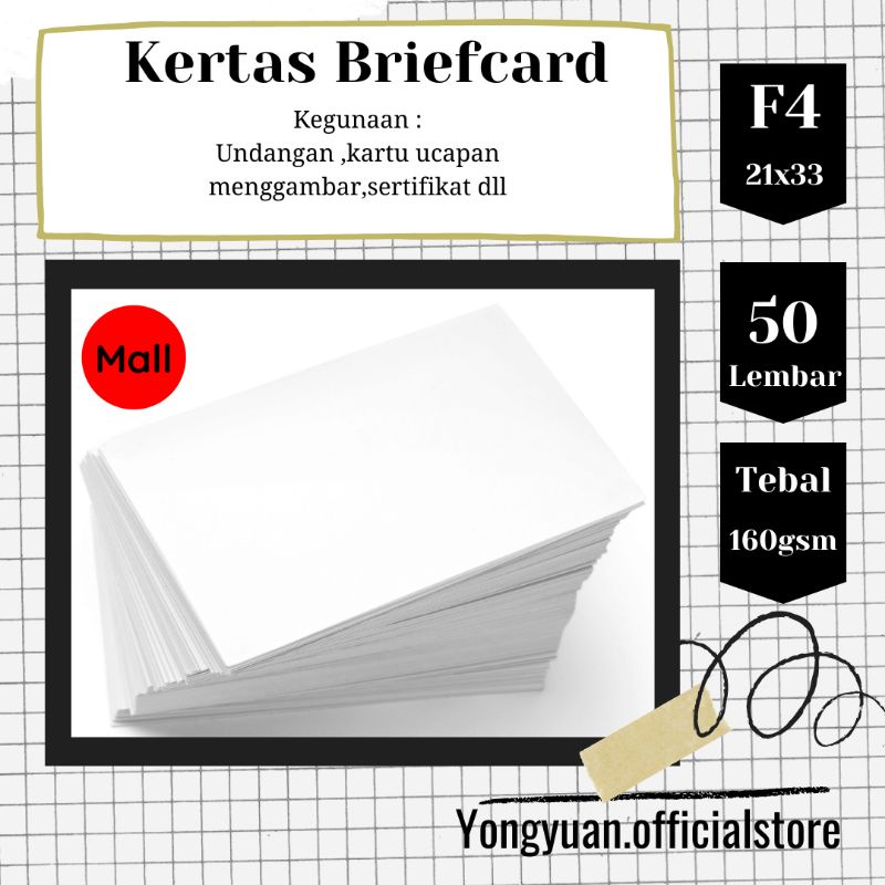

RK [ 100 lembar bc F4 ] briefcard 160gsm putih
