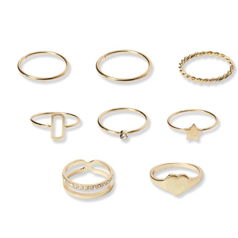 MORYMOSHI C16 Cincin Set Wanita 8 pcs Fashion Korea