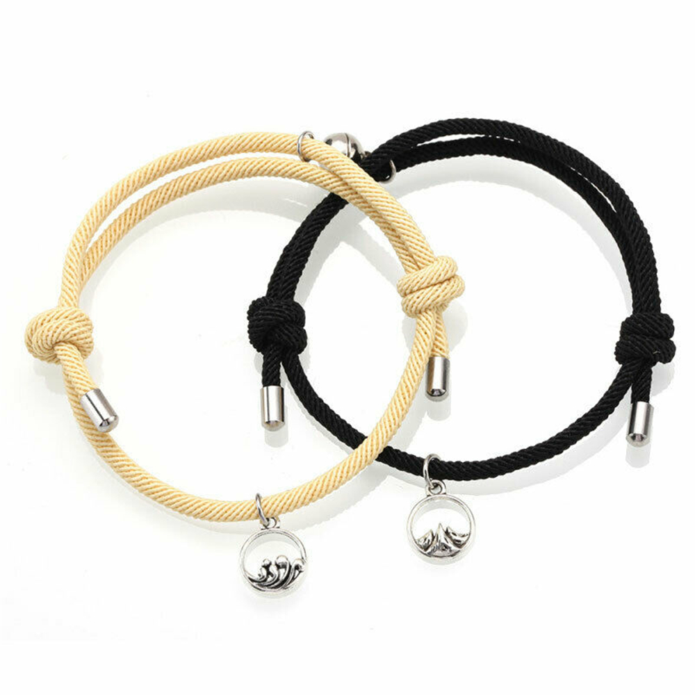 2pcs A&amp;6 Gelang Tali Kepang Magnetik Gaya Korea Untuk Pasangan