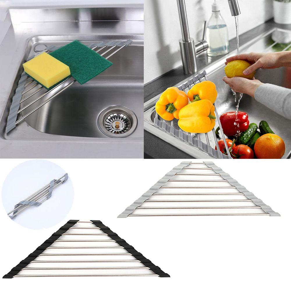 Solighter Triangle Drying Rack Foldable Fruits Drainer Basket Rak Penyimpanan Sayur Pembersih Segitiga