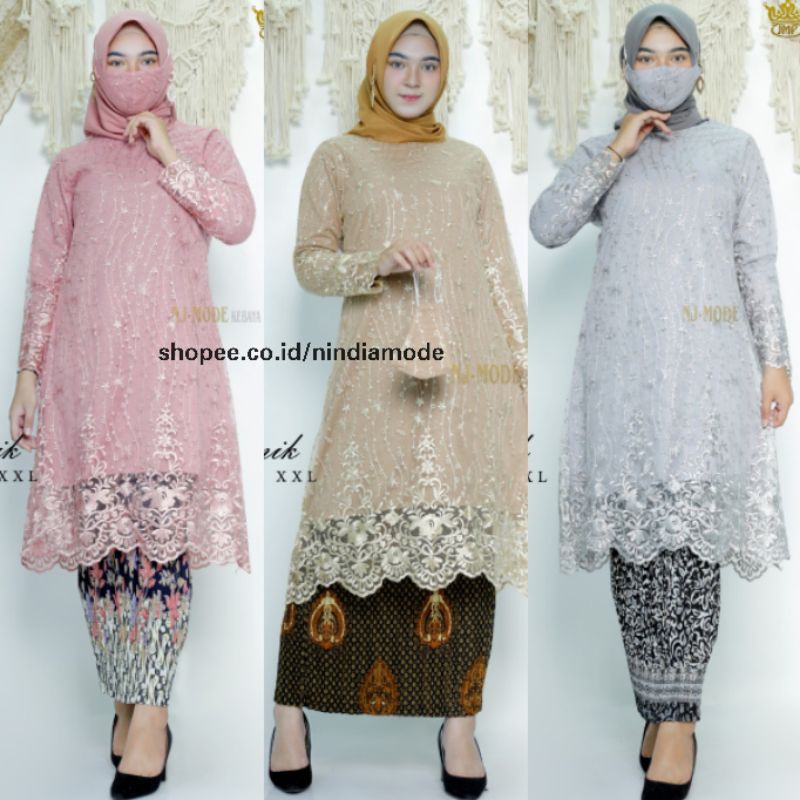 SET BAJU KEBAYA TUNIK KURUNG/TILE IMPORT/KEBAYA TULLE ...