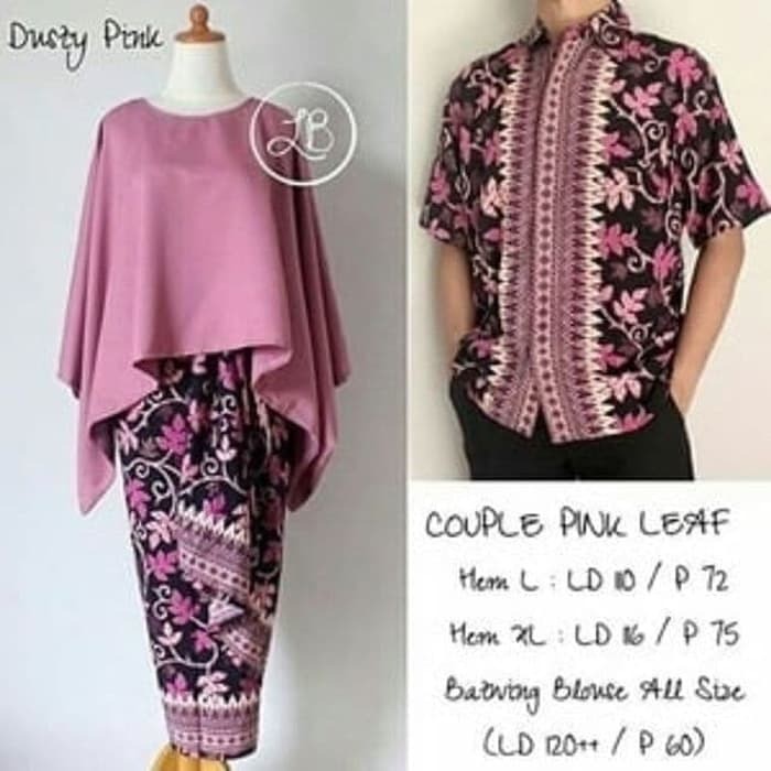 SETELAN KEBAYA COUPLE / BATIK COUPLE MODEL BATWING DAN KEMEJA PENDEK