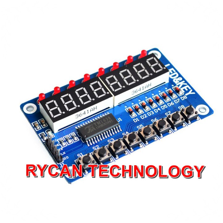 SEVEN SEGMENT 8 ANGKA dan 8 SWITCH MODULE TM1638