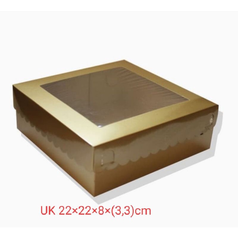 

kotak Dus kue warna gold EMAS UK 22×22×8×(3,3)cm 1 Pcs