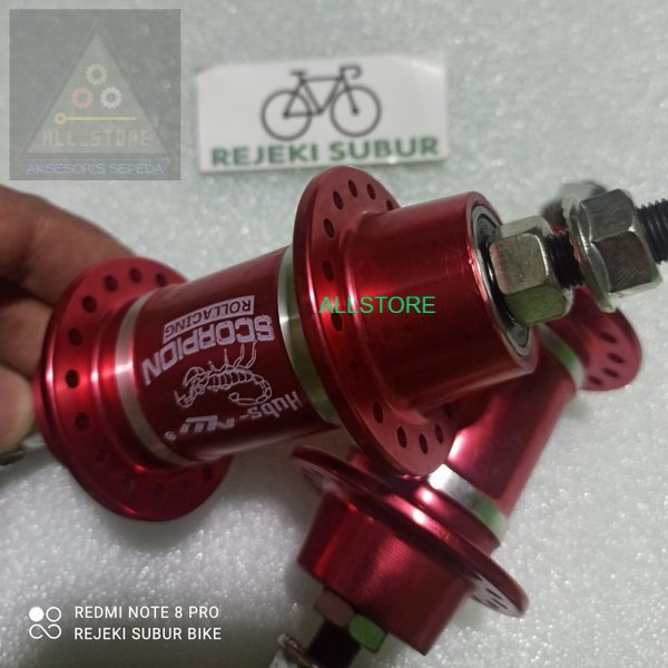 hub Sealed Bearing SCORPION Merah lubang 36 H U brake V brake only ulir Drat Untuk SepedA