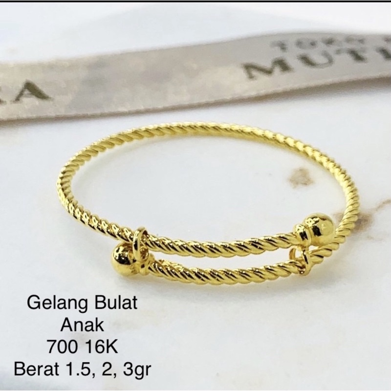 Gelang Bulat Emas Asli Bayi Model Selisih Lilit Kadar 700 Kado Hadiah Anak Lahiran New Born Baby Gir