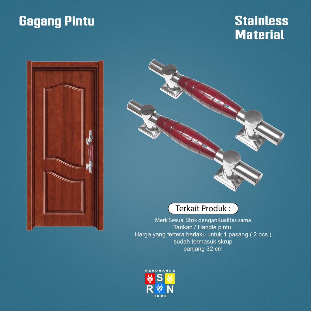 Pull Handle Pintu Rumah / Gagang Tarikan Pintu 33 cm Bulat Tebal Mahoni Resonance Home