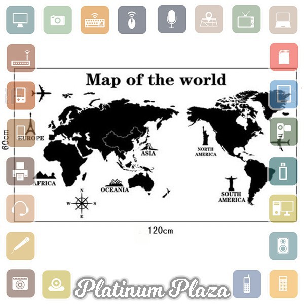 COCOPLAY Sticker Wallpaper Dinding World Map Living Room Decoration - Y1803`90CRJP-