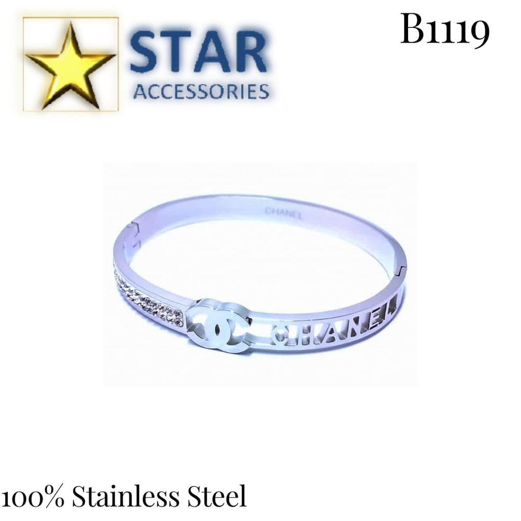 Gelang Titanium Channel Silver | Gelang Titanium Chanel Silver