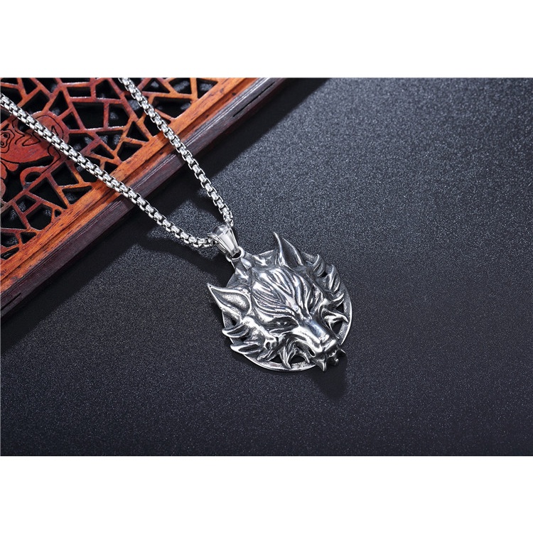 Hip hop Eropa Dan Amerika Serigala Kepala Liontin punk Kalung Trendi Pria Retro Baja titanium Serigala Totem Acessörios inox