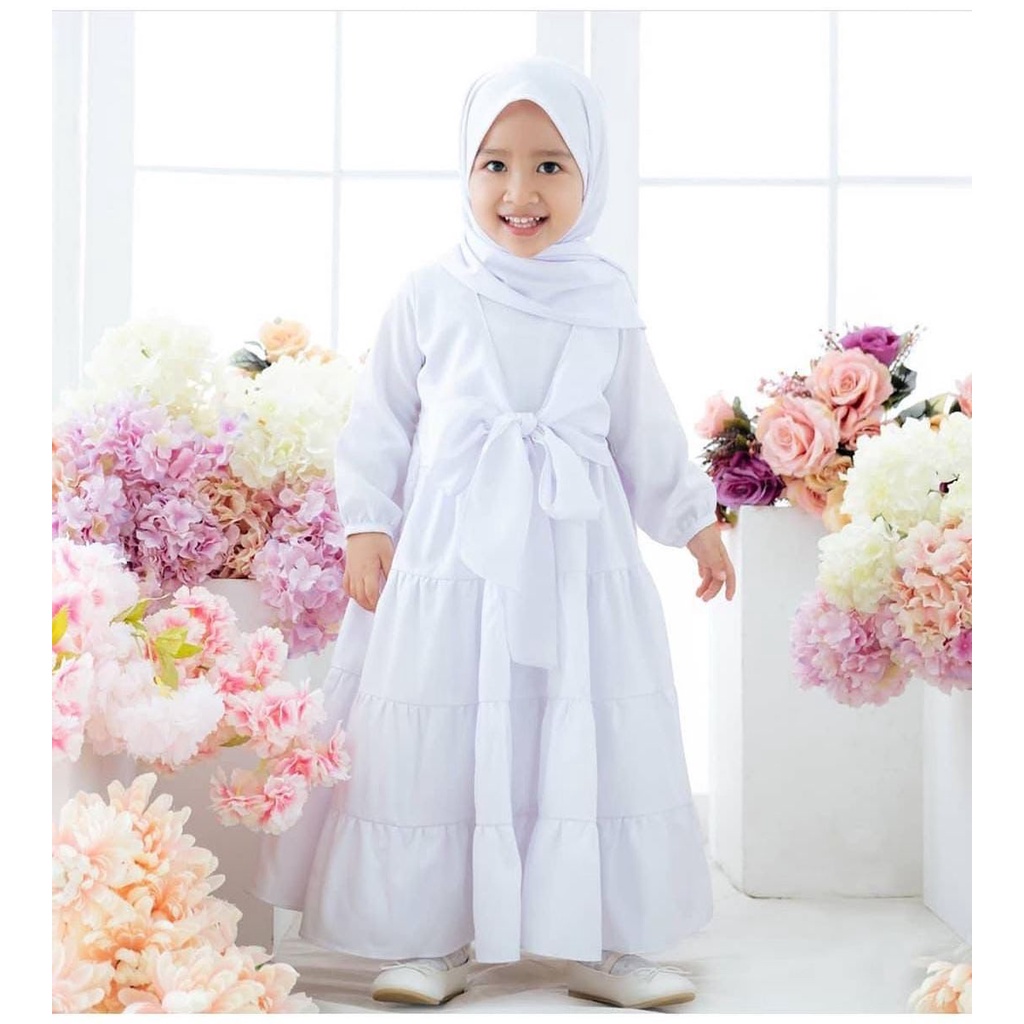 ZEETA KIDS DRESS BAHAN TOYOBO DAPAT GAMIS MUAT Anak Usia 4-5 tahun ( TERGANTUNG TINGGI BADAN ANAK ) 