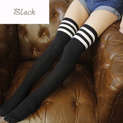 Kaos Kaki Gaya Korea Stripe Pattern Decorated Knee High Design RA8C86