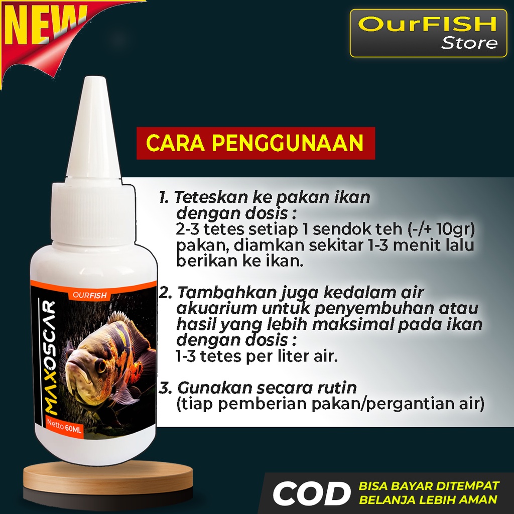 Obat Mutasi Ikan Oscar MAX OSCAR Vitamin Ikan Oscar Tiger Batik Albino Paris Tembaga Slayer Red Pakan Pelet Makanan Ikan Oscar