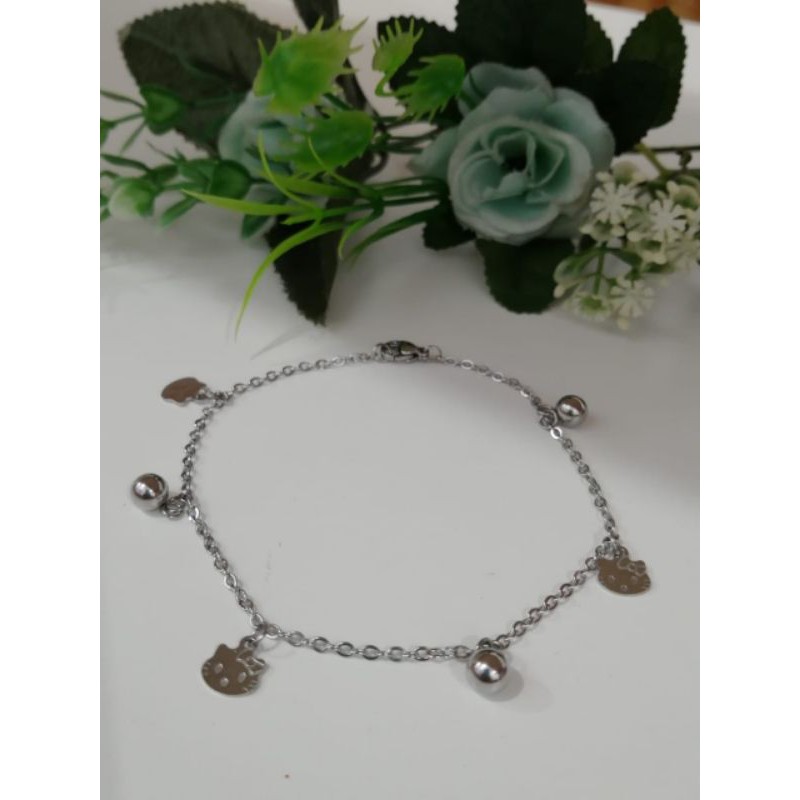 GELANG TANGAN TITANIUM SILVER MOTIF PILIHAN WANITA ANTI KARAT ANTI ALERGI