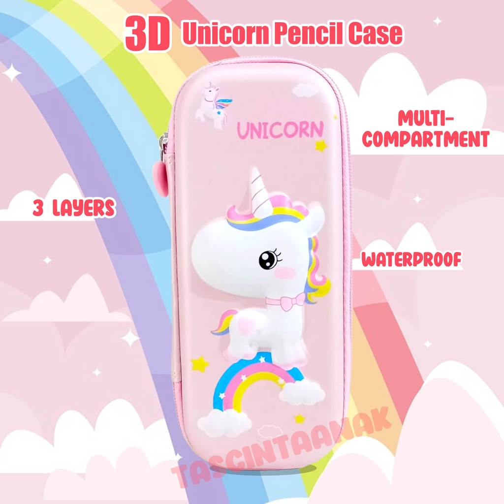 Kotak Pensil Timbul 3D Motif Unicorn Magic Anak Perempuan Paud Tk Tempat Pensil Unicorn Kado Anak Import Berkualitas