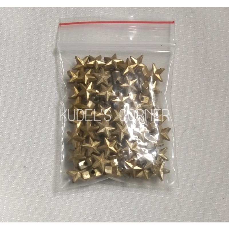 100 pcs manik Mote SQ Gold Bintang lancip 6mm