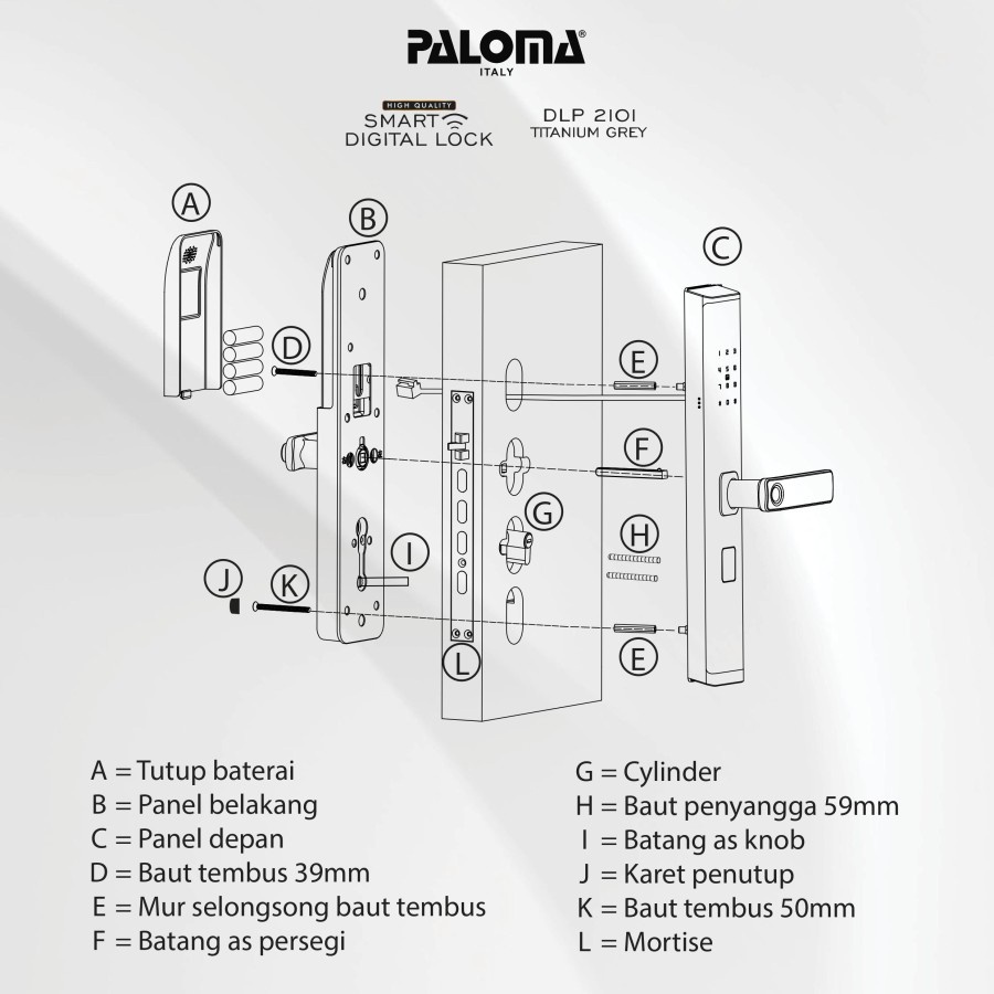 PALOMA SMART DIGITAL LOCK DLP 2101 HANDLE PINTU DIGITAL FINGER PRINT PASSWORD