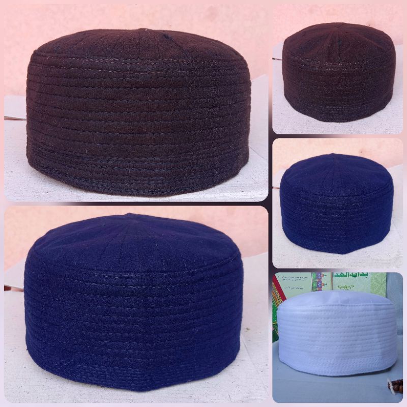 peci kopiah beludru peci habib bani hasyim putih, navy, coklat
