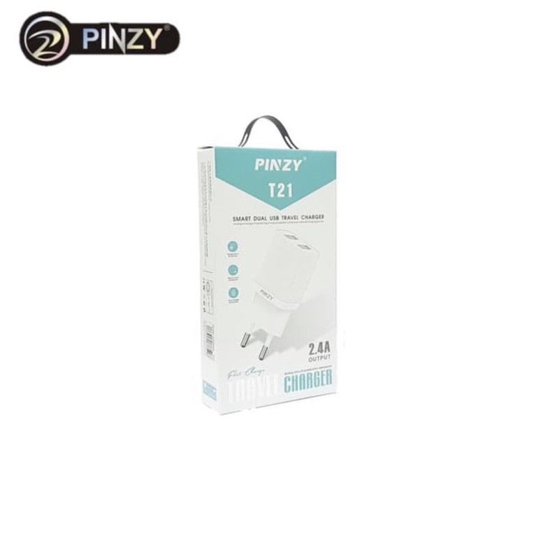 Adapter Charger PINZY T21 Dual USB - Batok Charger T21