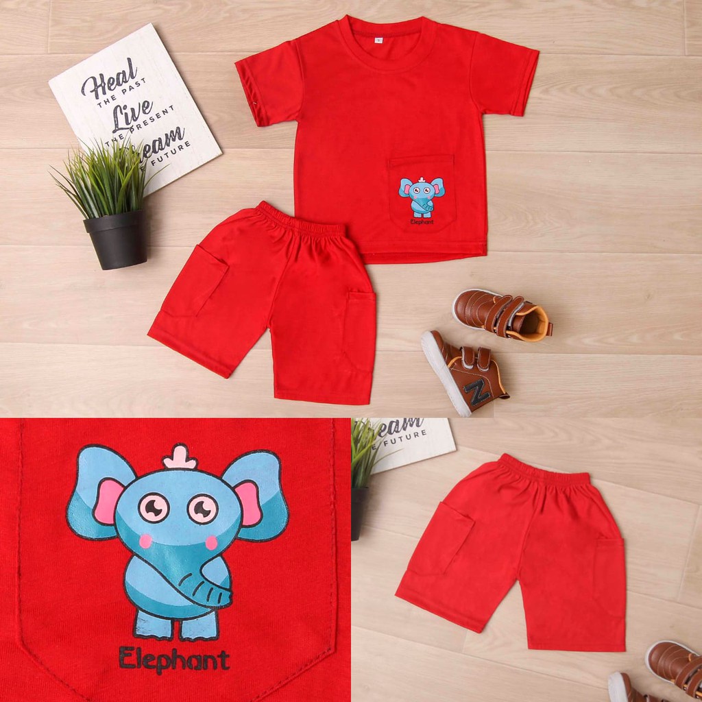 Jikialiang - SETELAN ANAK POCKET CELANA CARGO UNISEX USIA 1-8 TAHUN (SETELAN)