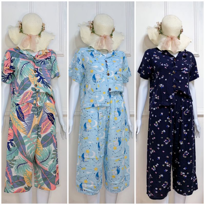 PIYAMA RAYON  BAJU TIDUR DEWASA / PIPER SET / SET KEMEJA POLOS / PIYAMA BUSUI / PAKAIAN TIDUR