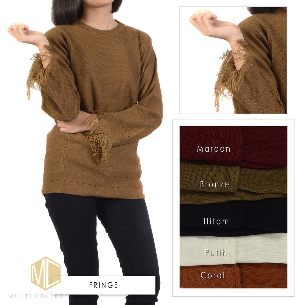 FRINGE SWEATER   baju rajut korea   grosir atasan wanita   supplier rajut bandung   sweater wanita
