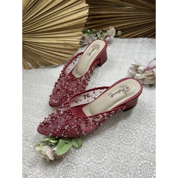 sepatu wedding shoes Rafaizoutfit merah marron tinggi 5cm tahu