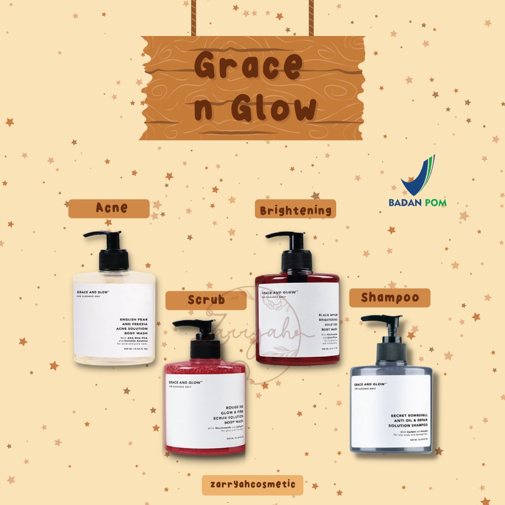 Grace &amp; Glow Black Opium Brightening Booster Pear and Freesia Anti Acne Solution Rouge Baccarat Miss Moisture Scrub Body Wash BPOM