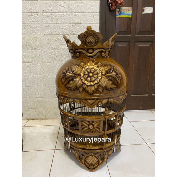 sangkar ukir kayu jati