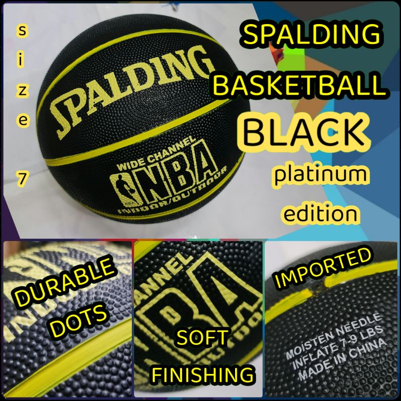 bola basket spalding import   black platinum edition   size 7   rubber sintetis