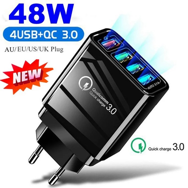 48W 4 Ports Adapter / QC 3.0 Quick Charge 3.0 USB Charger/ /EU/US/UK Plug Wall Mobile Phone Fast Charger