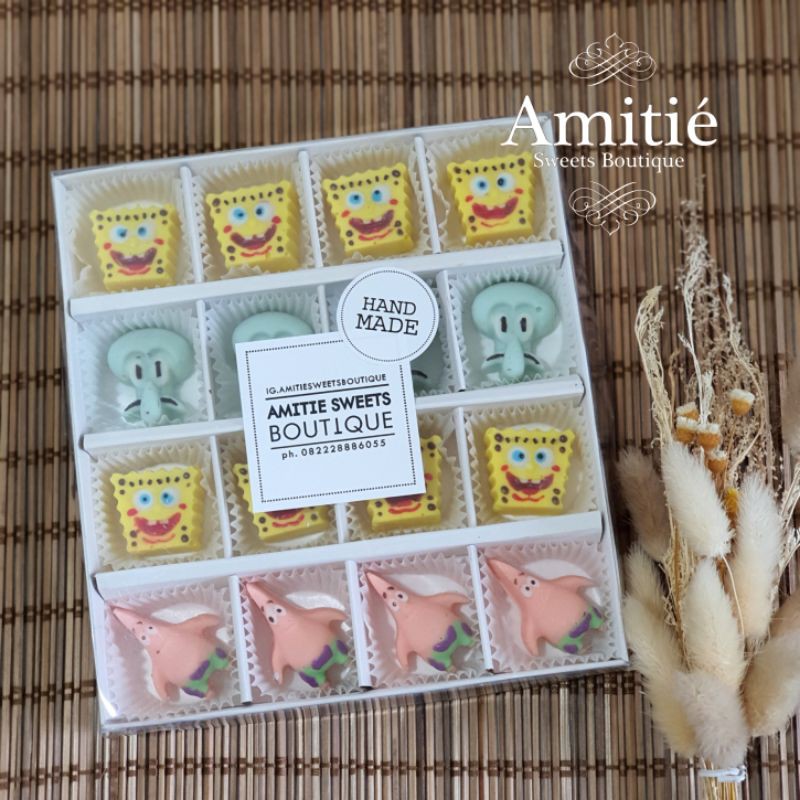 

Coklat Praline Spongebob and Friends - 1 Box isi 16 / Coklat Karakter / Birthday Gift