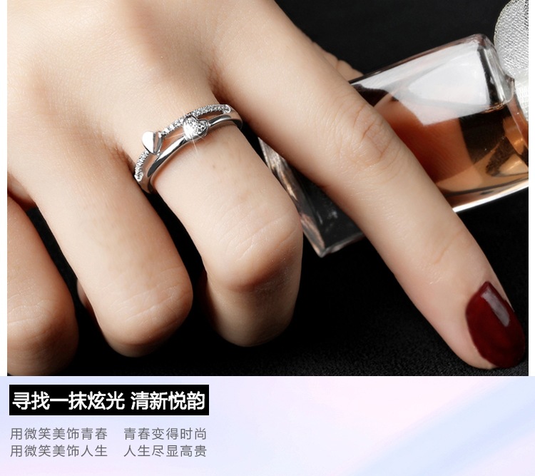 Cincin Perak 925 Asli Cincin untuk Wanita Cincin Dapat Disesuaikan Cinta Ganda Perhiasan Fashion Cincin Perak Cincin Wanita