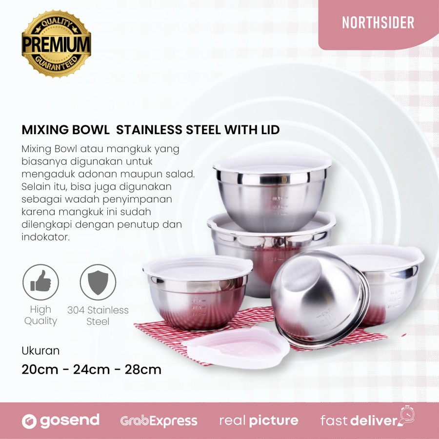 MIXING BOWL WITH LID | MANGKOK ADUK ADONAN STAINLESS + TUTUP