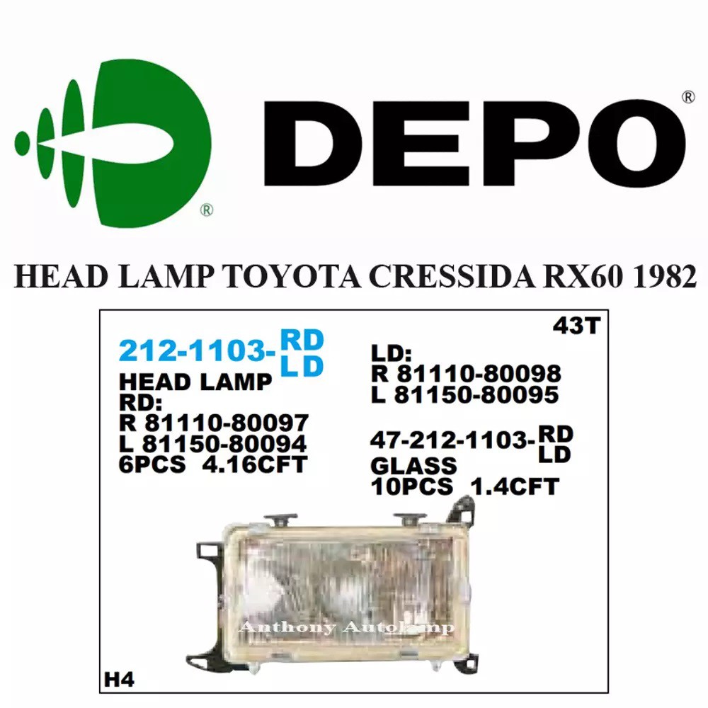 HEAD LAMP TOYOTA CRESSIDA RX60 1982 LH