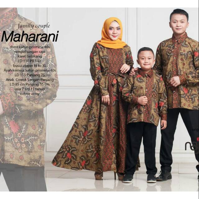 Gamis hem batik couple family maharani ori by najwa