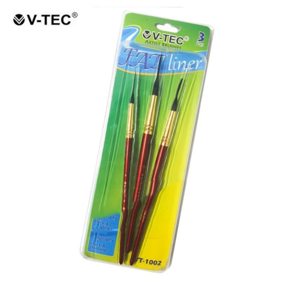 

VTec Fat Liner Brush Set Isi 3 VT-1002 V-tec Kuas Lukis Detail Garis