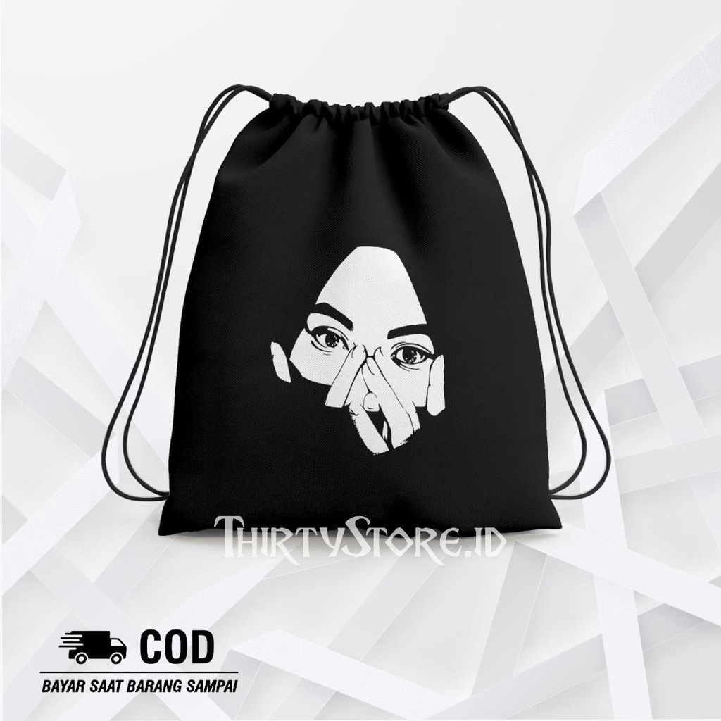 Tas Serut String Bag Ukhti Lucu - Drawstring Bag Waterproof | Thirty Store.Id