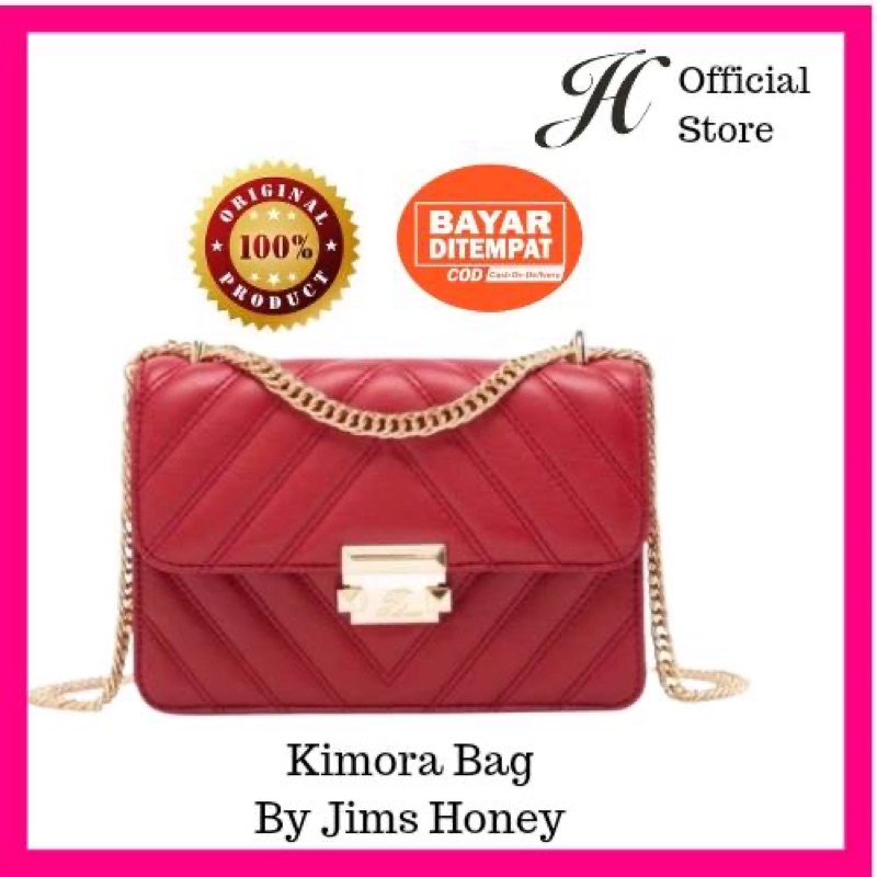 JIMS HONEY KIMORA BAG  tas import ori murah wanita tali rantai variasi kain shoulder slempang hand j