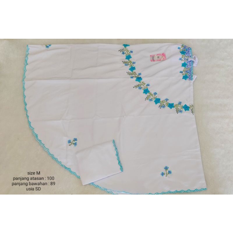 mukena anak potongan bordir putih usia SD | mukena anak SD