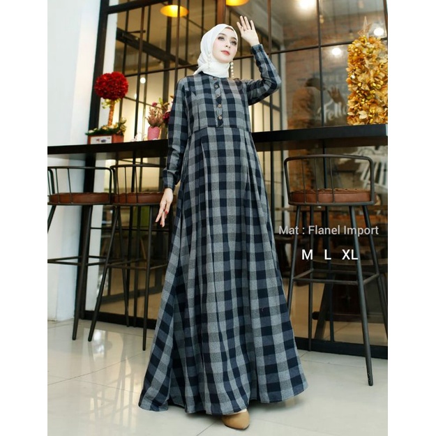 PROMO GAMIS FLANEL IMPORT // GAMIS KOTAK KOTAK FLANEL